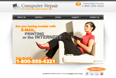 Computer Repair Website Template Free from tonytemplates.com